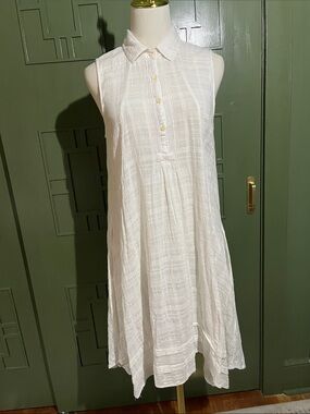 Isabella Sinclair White Sleeveless Collared Swim Cover-Up Dress
